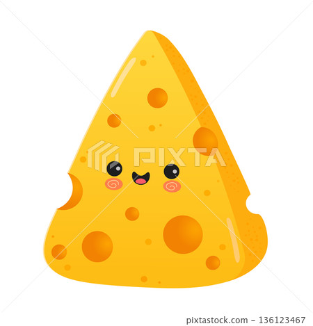 Cute happy smiling cheese character cartoon icon 136123467