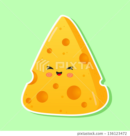 Cute happy smiling cheese slice cartoon character Cute happy smiling cheese slice cartoon character 136123472