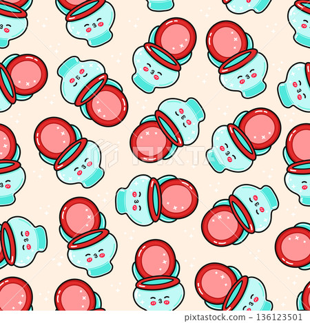 Cute kawaii makeup blush compact pattern with sparkling background 136123501