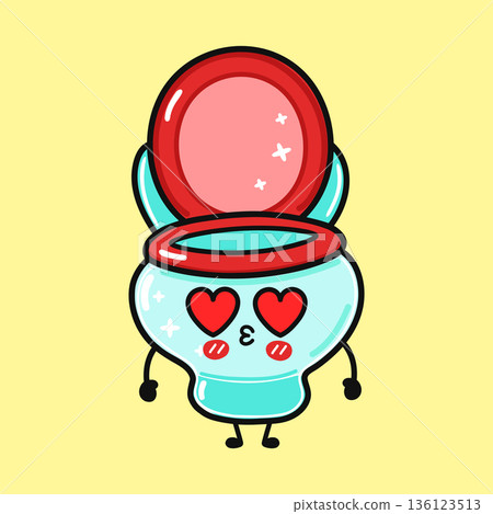 Cute toilet character in love with heart eyes 136123513