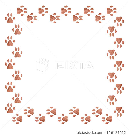 [Paw print frame] Hand-embroidered illustration material 136123612