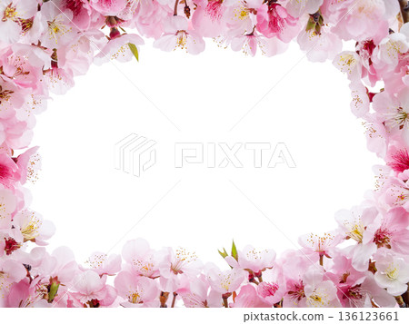 Square frame of plum blossoms in full bloom 136123661