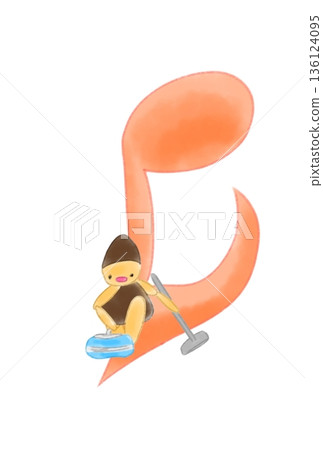 Musical note with curling players Musical note with curling players 136124095