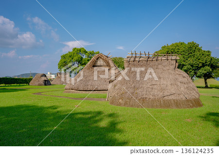 A view of the pit dwellings at the Hashimuregawa ruins (Ibusuki City) 136124235