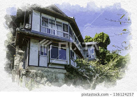 水彩風格,尾道禦晴亭,廣島縣尾道市 水彩風格,尾道禦晴亭,廣島縣尾道市 136124257