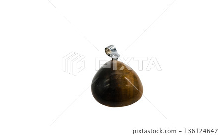 Tiger eye pendant macro photography white background 136124647