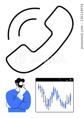 Customer support, business strategy, financial decision-making, trading analysis, market trends, communication. ion of a phone, a thoughtful person and a stock chart. Customer support and business Customer support, business strategy, financial decision-making, trading analysis, market trends, communication. ion of a phone, a thoughtful person and a stock chart. Customer support and business 136124659