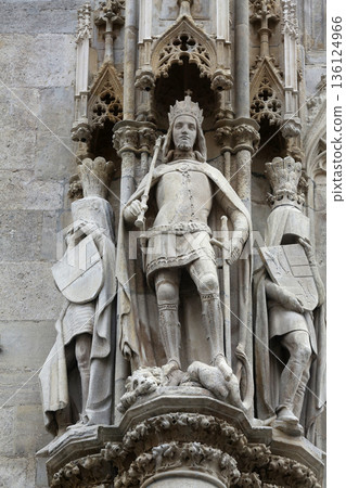 Statue of saint at St Stephen's Cathedral in Vienna, Austria 136124966