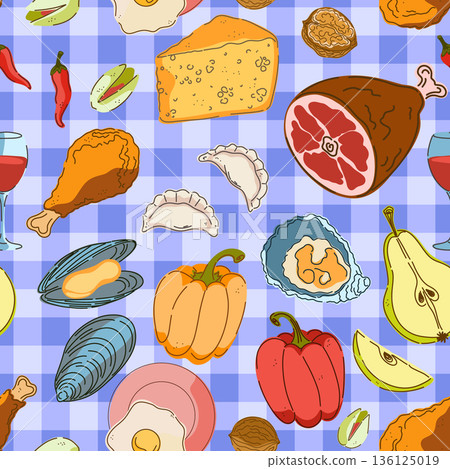 seamless pattern with pumpkins 136125019