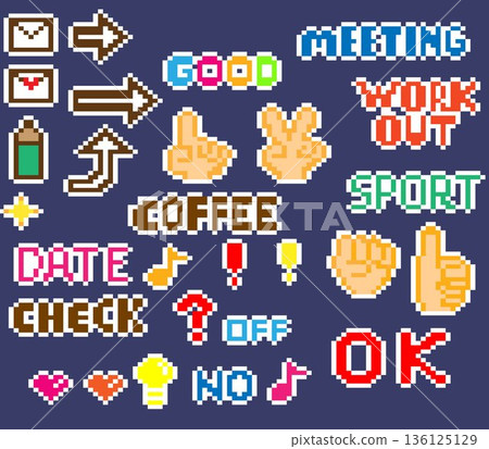 Pixel art sticker set/digital planner set Pixel art sticker set/digital planner set 136125129