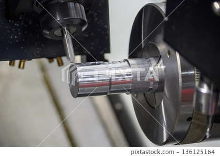 Multi-Tasking CNC Lathe Cutting Metal Shaft Parts Using Milling Spindle in Advanced Manufacturing 136125164