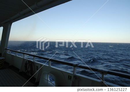 images of the sea taken from the cabin of a cruise ship 136125227