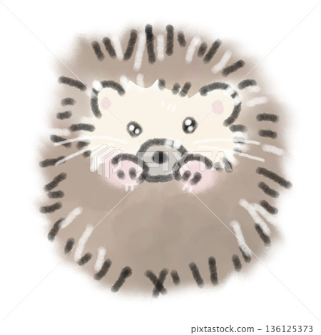 水彩插畫,描繪了一隻小刺蝟從前面探出頭來。非常適合用於寵物介紹和動物福利插畫。 水彩插畫,描繪了一隻小刺蝟從前面探出頭來。非常適合用於寵物介紹和動物福利插畫。 136125373