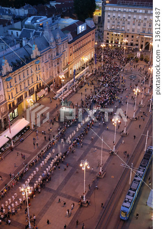 Procession through the streets of the city for a day Our Lady of the Kamenita vrata, patroness of Zagreb, led by Cardinal George Pell and Cardinal Josip Bozanic. 136125487
