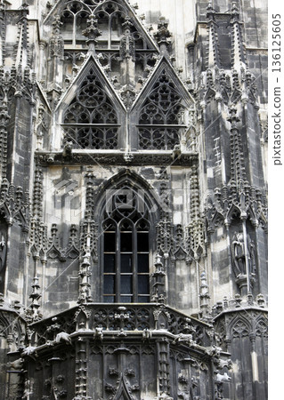 Exterior detail from saint Stephen cathedral in Vienna, Austria 136125605