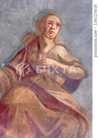 Saint Philomena, fresco in the Church of All Saints in Sesvete, Croatia 136125616