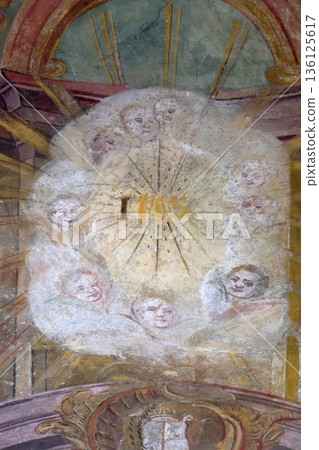 Angels, fresco on the high altar in the Church of All Saints in Sesvete, Croatia 136125617