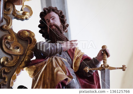 Saint Paul statue on the main altar in the chapel of St. Wolfgang in Vukovoj, Croatia Saint Paul statue on the main altar in the chapel of St. Wolfgang in Vukovoj, Croatia 136125766