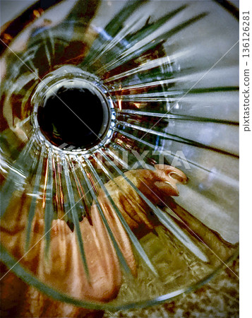 photograph taken through a crystal glass photograph taken through a crystal glass 136126281