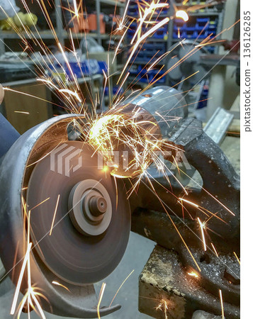 cutting work with radial cutting machine cutting work with radial cutting machine 136126285