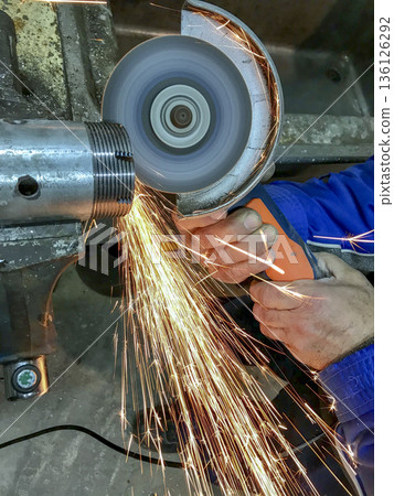 cutting work with radial cutting machine cutting work with radial cutting machine 136126292