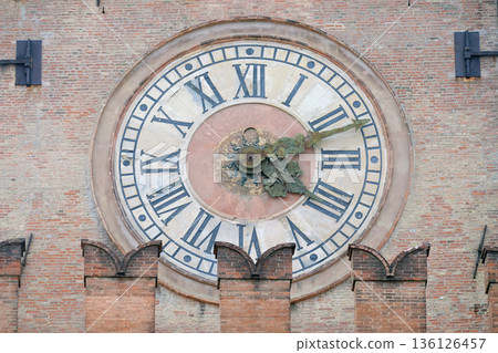 Old Clock from Palazzo d'Accursio (Palazzo Comunale)  in Bologna, Italy 136126457
