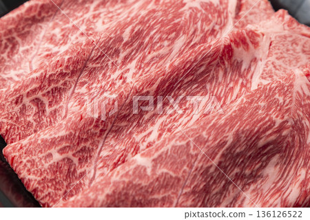 Beef shoulder loin for sukiyaki Beef shoulder loin for sukiyaki 136126522