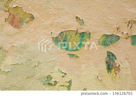 Old colorful painted yellow wall background Old colorful painted yellow wall background 136126701