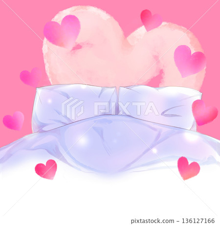 雙人床背景心型背光 136127166