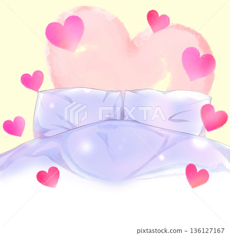 雙人床背景心型背光 136127167