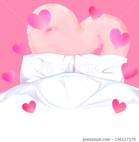 Double bed background heart 136127170