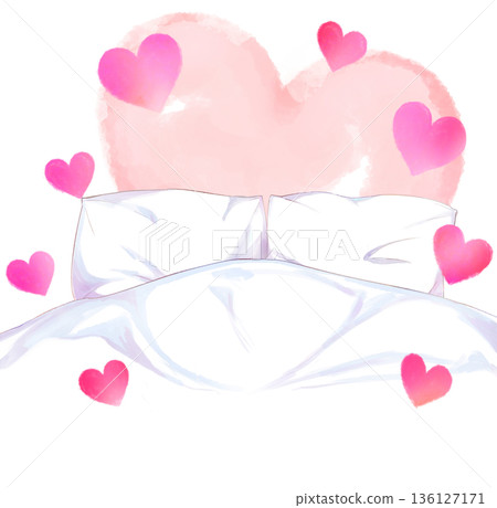 雙人床背景心 136127171