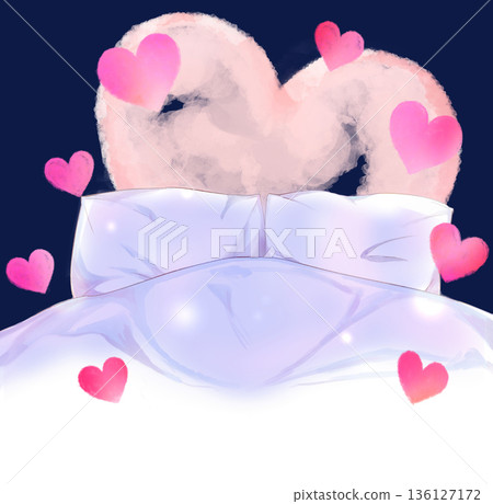 雙人床背景心型背光 136127172