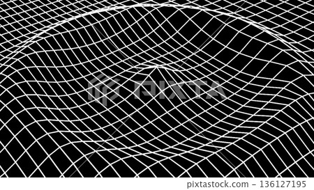 Wireframe landscape waves. Computer generated 3d render Wireframe landscape waves. Computer generated 3d render 136127195