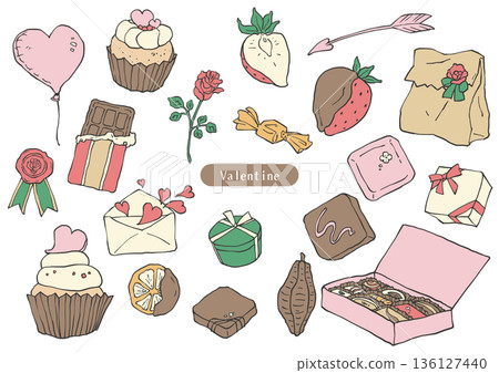 可愛的情人節插畫素材 136127440