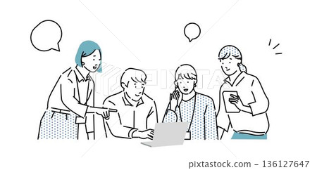 Business people meeting in the office - business team startup illustration material Business people meeting in the office - business team startup illustration material 136127647