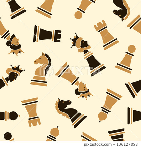 Chess pieces pattern. Seamless strategy game vector background Chess pieces pattern. Seamless strategy game vector background 136127858