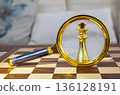 golden, king chess piece close-up 136128191