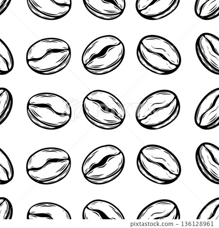 Seamless vector pattern with coffee beans in line art style Seamless vector pattern with coffee beans in line art style 136128961