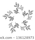 Coffee Leaf Circle Minimalist Botanical Line Art Vector Illustration 136128973