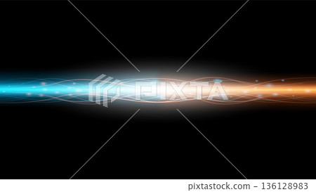 Gradient light wave from blue to orange on black background Gradient light wave from blue to orange on black background 136128983