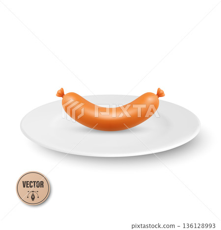 Vector 3d Sausage on Plate Icon, Isolated. Sausage Dinner Food Symbol. Sausage Snack Meal Illustration. Cooked Frankfurter on White Dish. Minimal Cartoon Restaurant Menu Design Element Vector 3d Sausage on Plate Icon, Isolated. Sausage Dinner Food Symbol. Sausage Snack Meal Illustration. Cooked Frankfurter on White Dish. Minimal Cartoon Restaurant Menu Design Element 136128993