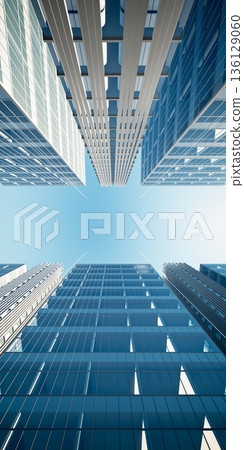 3d rendering of high rise building in city. 136129060