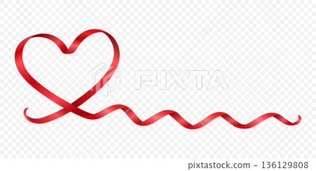 Vector 3d Red Ribbon Heart Outline. Ribbon Love Symbol, Valentine Heart. Elegant Curved Satin Tape Shape. Romantic Wedding Decoration Design Element Vector 3d Red Ribbon Heart Outline. Ribbon Love Symbol, Valentine Heart. Elegant Curved Satin Tape Shape. Romantic Wedding Decoration Design Element 136129808
