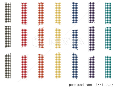 Gingham check masking tape, retro style, red, navy, green, yellow. Gingham check masking tape, retro style, red, navy, green, yellow. 136129987