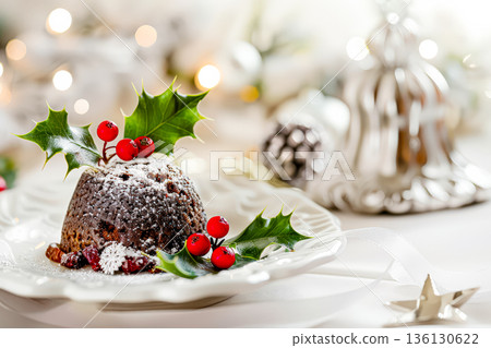 Small dessert with a white plate and a bunch of red berries on top Small dessert with a white plate and a bunch of red berries on top 136130622