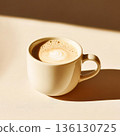 White coffee cup with a white foam on top 136130725