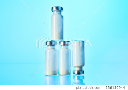 Vials containing powder medicine for health and science research Vials containing powder medicine for health and science research 136130944