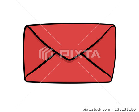 Red envelope with black outline without background. 136131190