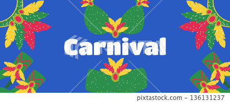 Festival banner for Brazilian Carnival with full feather costumes including outfit shoes and headdress 136131237